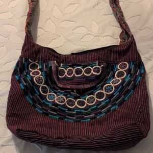 Embroidered Purple and Blue Women's Bag